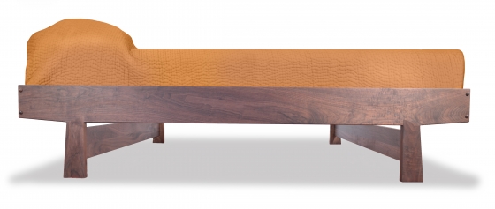 Contemporary Dovetail Bed Walnut side view