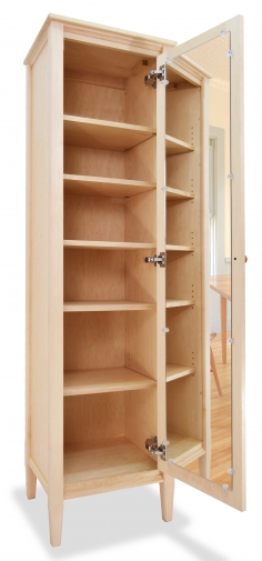 Bookcase with Mirrored Door Shaker Maple open